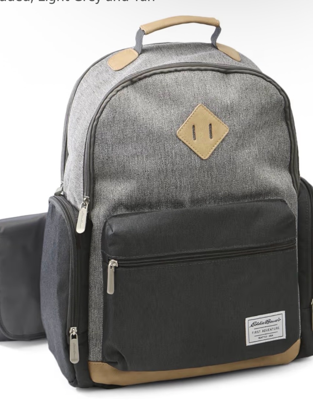 Eddie Bauer Places & Spaces Bridgeport Diaper Bag Backpack - light grey & tan